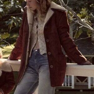 DOEN Woodland Faux Suede Shearling Coat